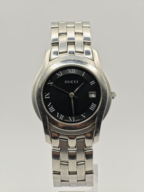 GUCCI black stainless steel watch with date. Gucci Interlocking Chronograph Black Dial Stainless Steel  main image 2
