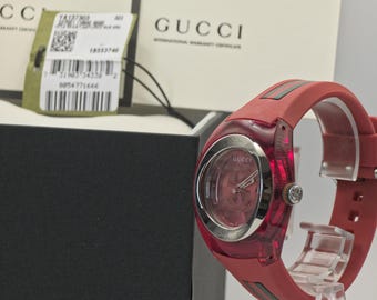 GUCCI Rubber Bracelet Watch Wristwatch 100L Silver Color Stainless