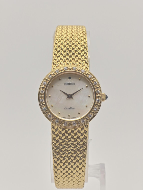 Vintage SEIKO Excelsior Ladies Watch: Gold Tone Diamond  display picture 3