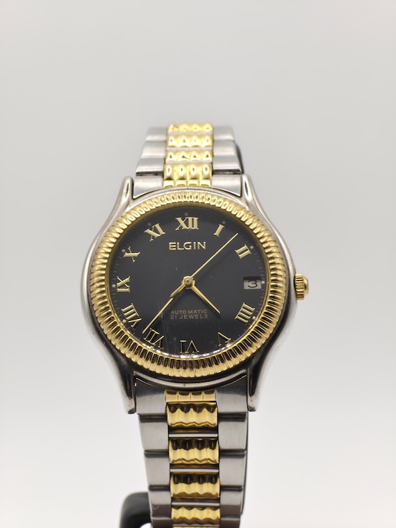 Vintage Elgin Automatic Watch - 1980s Two-tone 21 Jewels - Etsy
