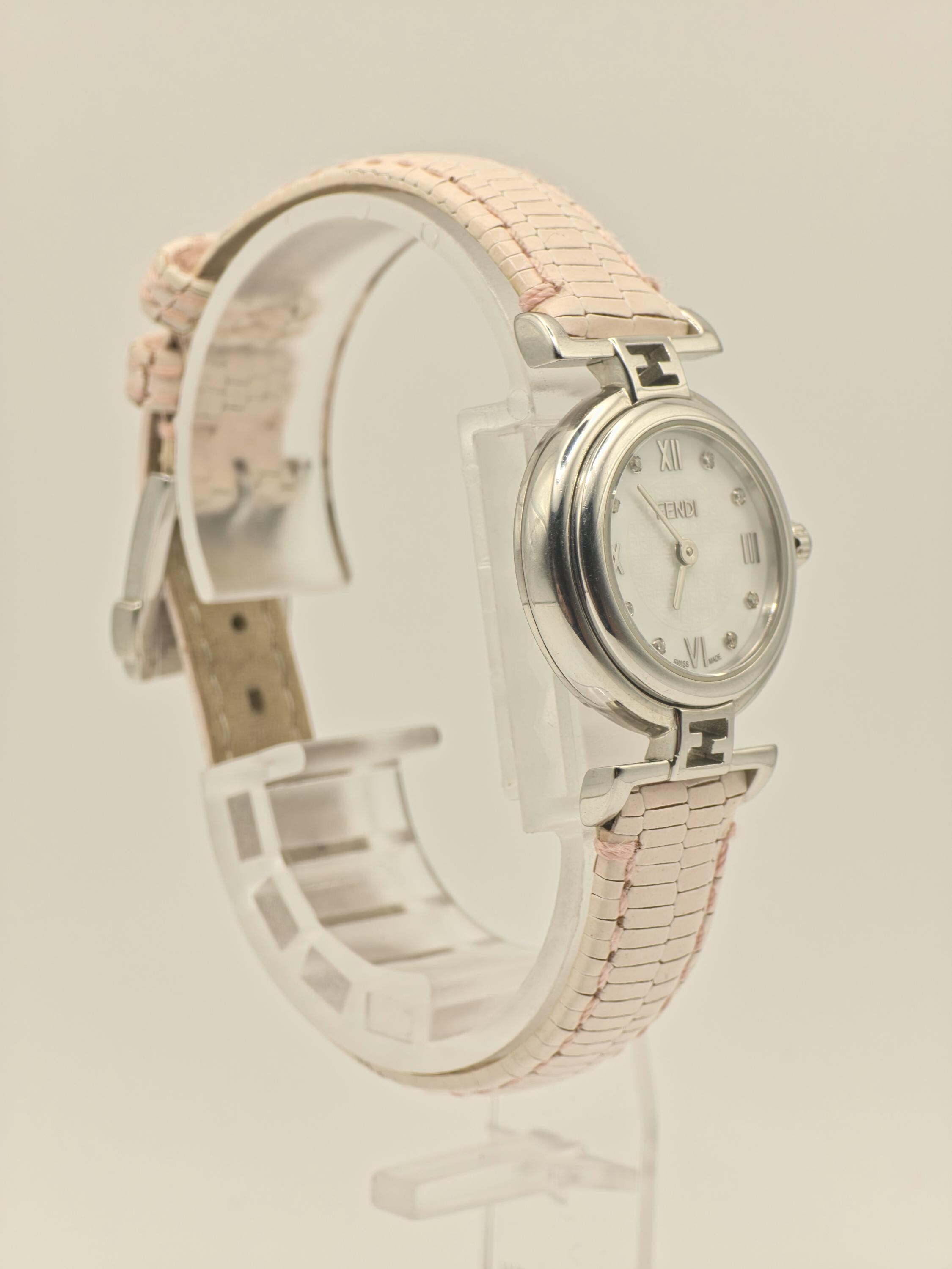 Fendi 003-2700L-763 Women Swiss Quartz Watch Pink Leather Strap