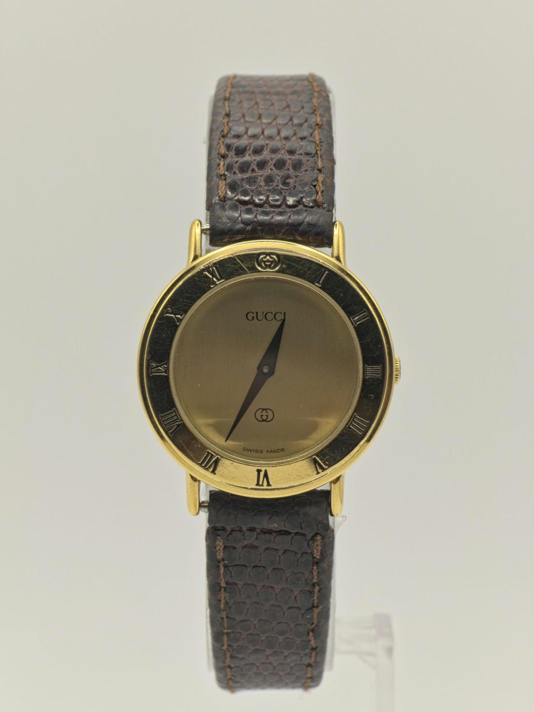 GUCCI グッチ 腕時計　レディース　3000L ゴールド　稼働　watch Gucci 3000L Quartz Watch Gold Plated Swiss Made Brown Leather