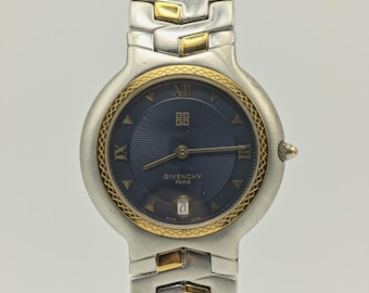 Givenchy Paris Verrazano Swiss Quartz Date Two Tone Stainless Steel Unisex Vintage | - 87