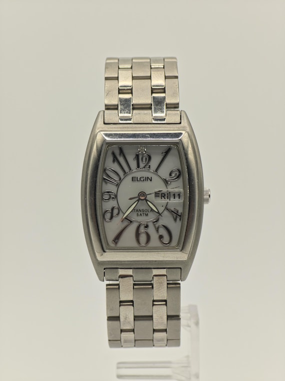Elgin Titansolar Solar Quartz Watch Ref. FK1282-C Stainless Steel 