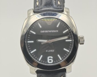 Emporio Armani X-large Watch Men Black Dial Leather Strap - 232 - Etsy