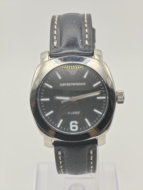 Emporio Armani X-large Watch Men Black Dial Leather Strap - 232 - Etsy