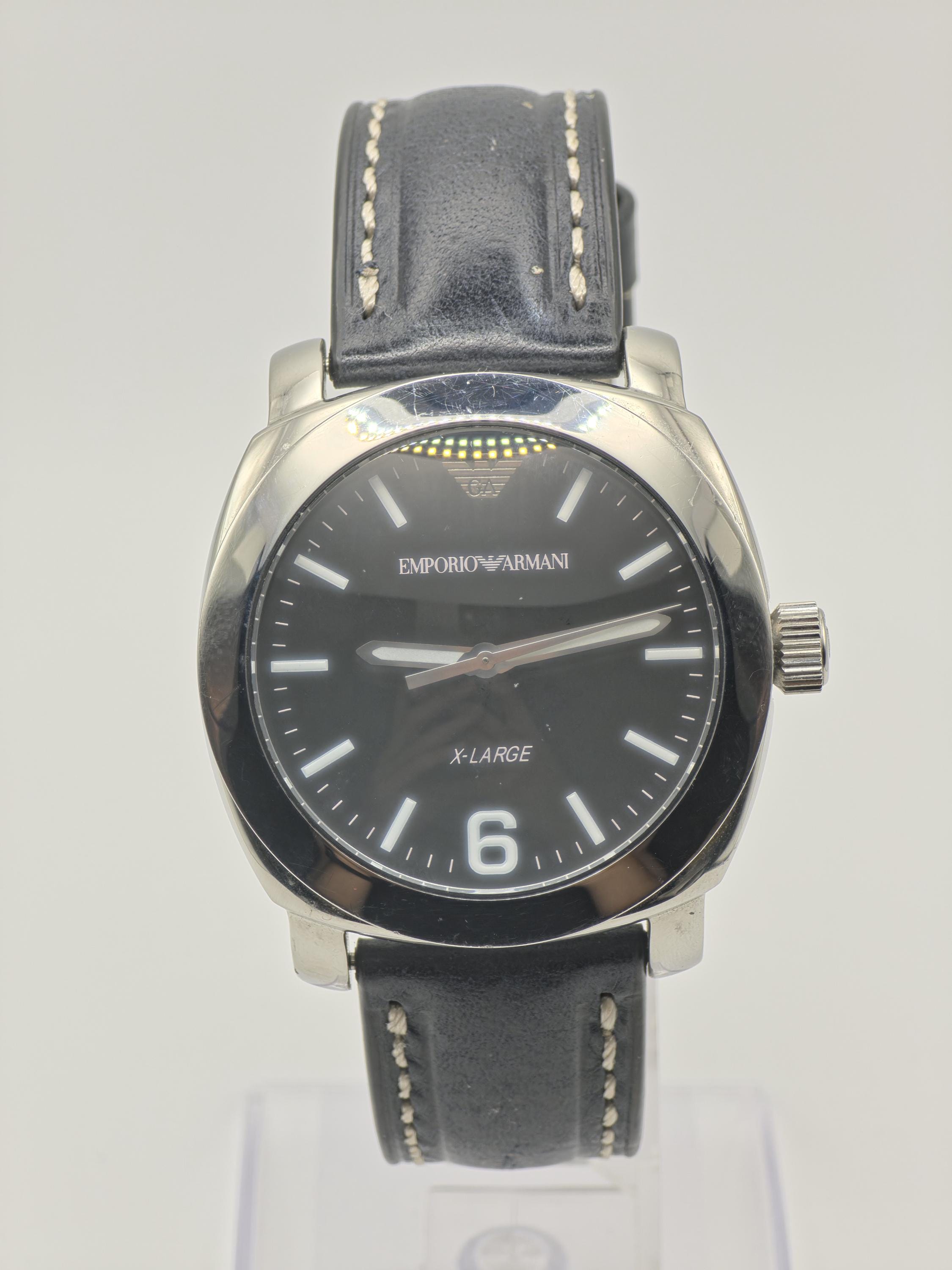 Emporio Armani X-large Watch Men Black Dial Leather Strap - 232 - Etsy