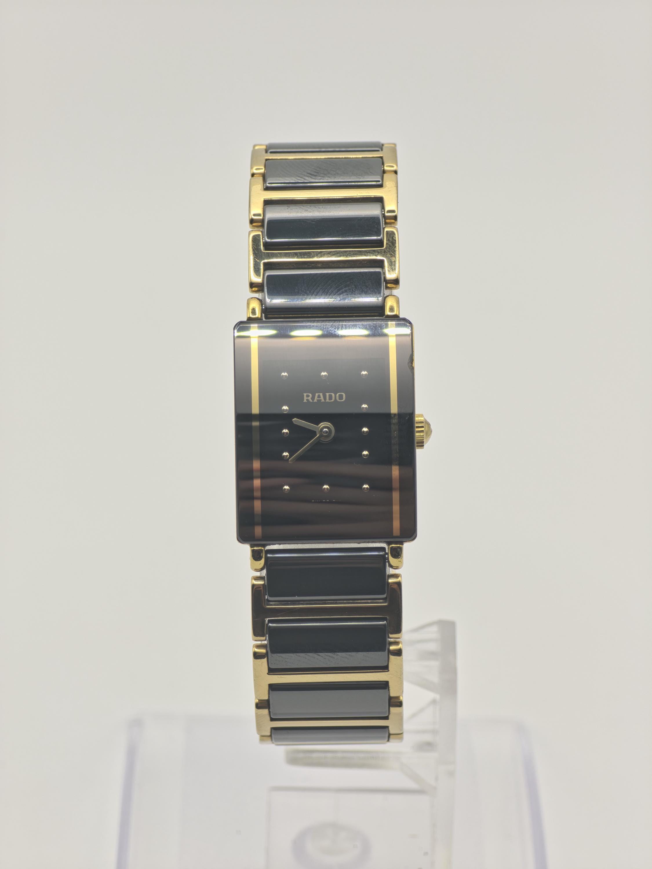 Rado Diastar Quartz Watch Black Dial Ceramic Gold Tone Women - 252