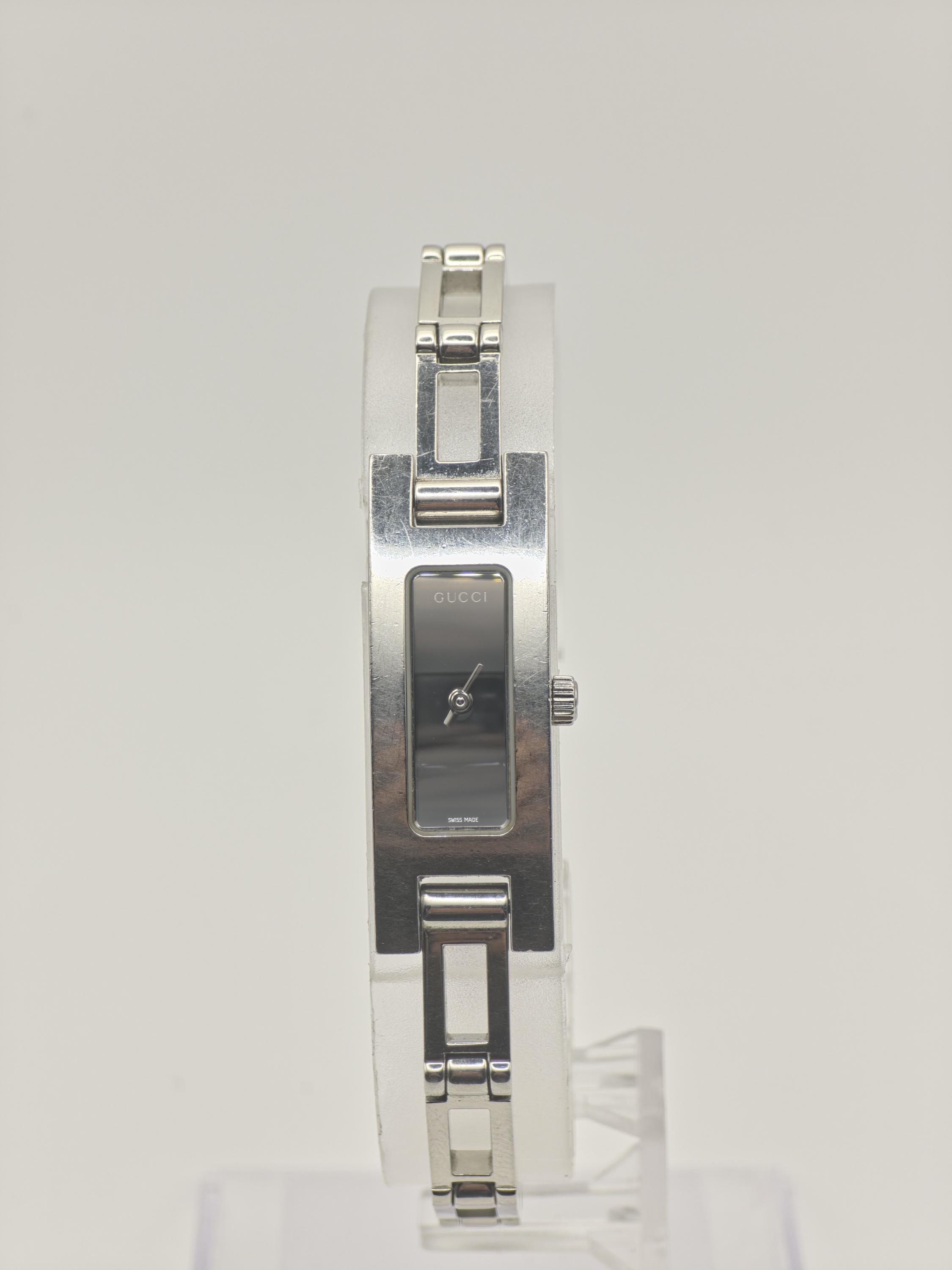 Gucci 1500L Women Stainless Steel Slim Bracelet Quartz Watch Black