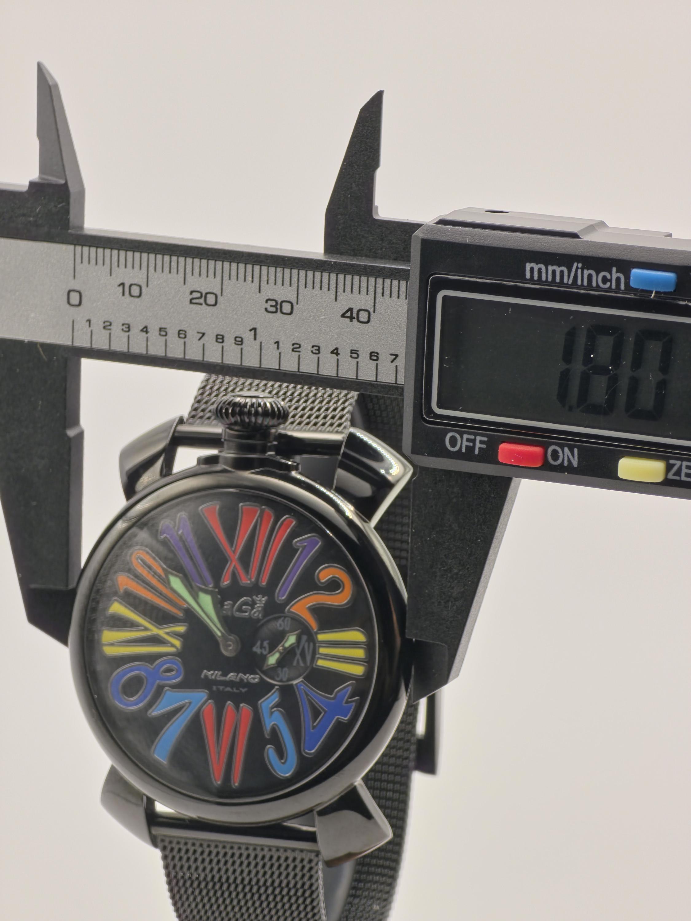 Gaga Milano Manuale 46mm: Black PVD Watch With Multicolor Dial