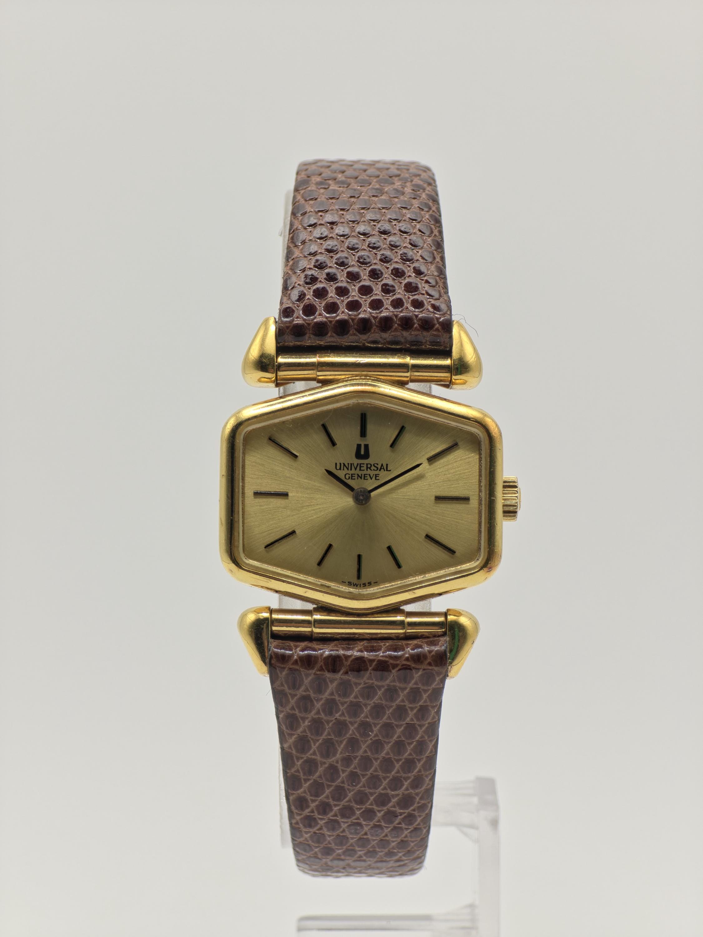 Vintage Universal Genève Watch | Gold-tone, Lizard Strap, Swiss