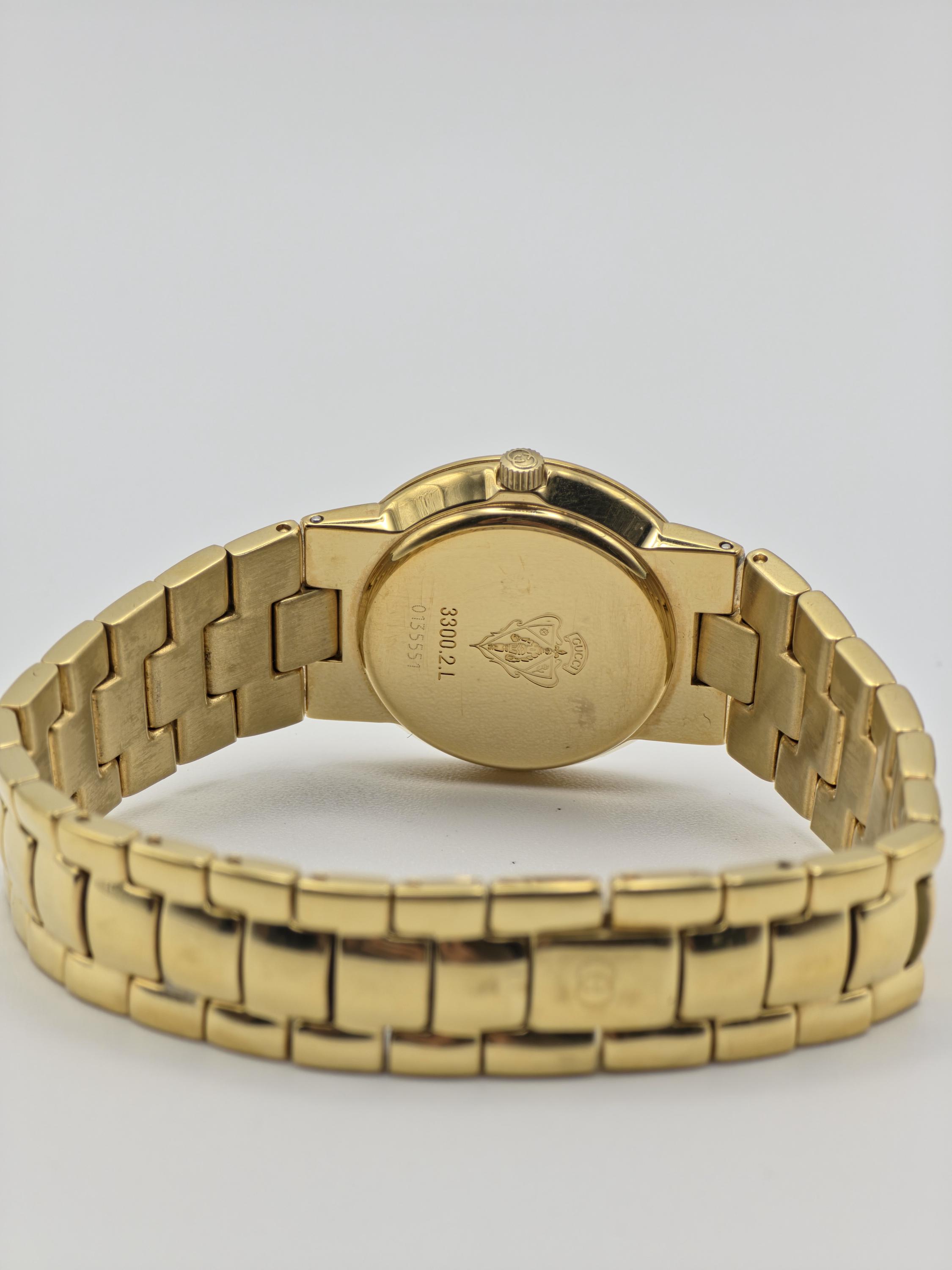 Gucci Gold Tone Watch | Model 3300.2.L | Black Dial | Swiss 
