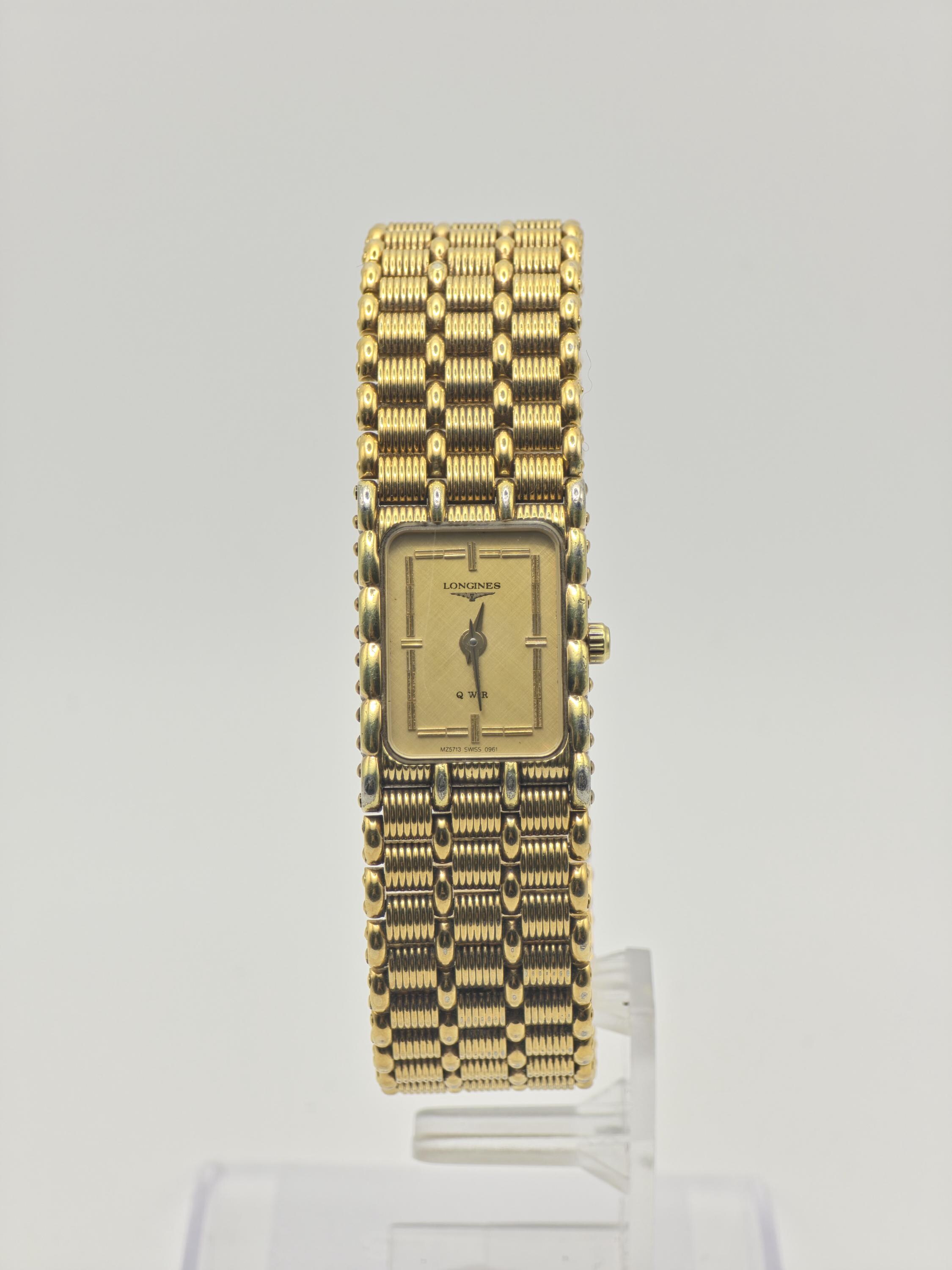 Vintage Longines Quartz Gold Tone Tank Watch Women display picture 1