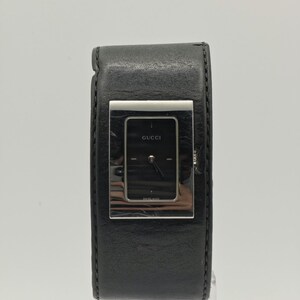 Gucci 7800L Unisex Watch – Black Leather Cuff Strap – Rectangular