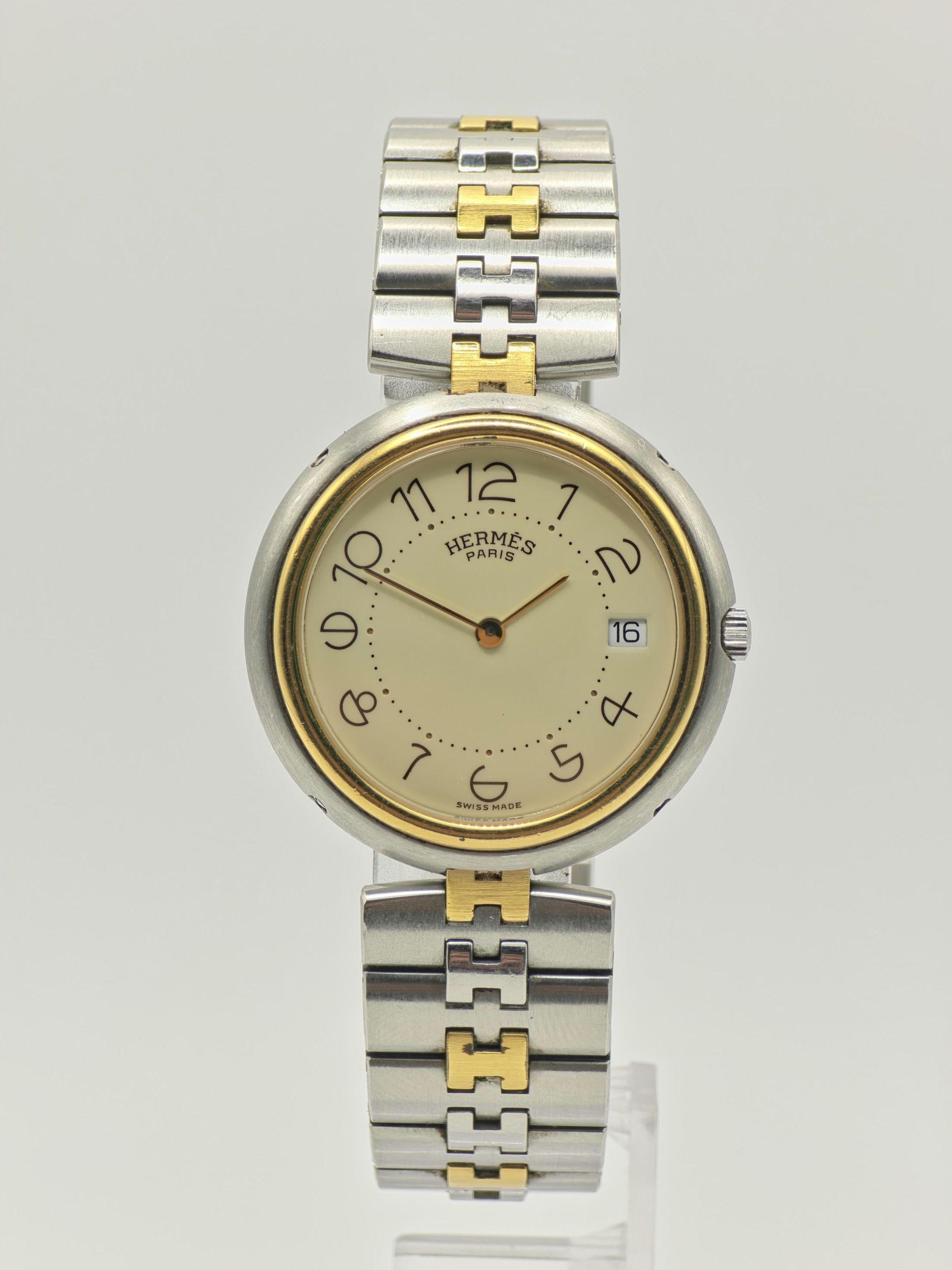 Vintage Hermès Paris Two-tone Watch | Swiss Made Clipper 