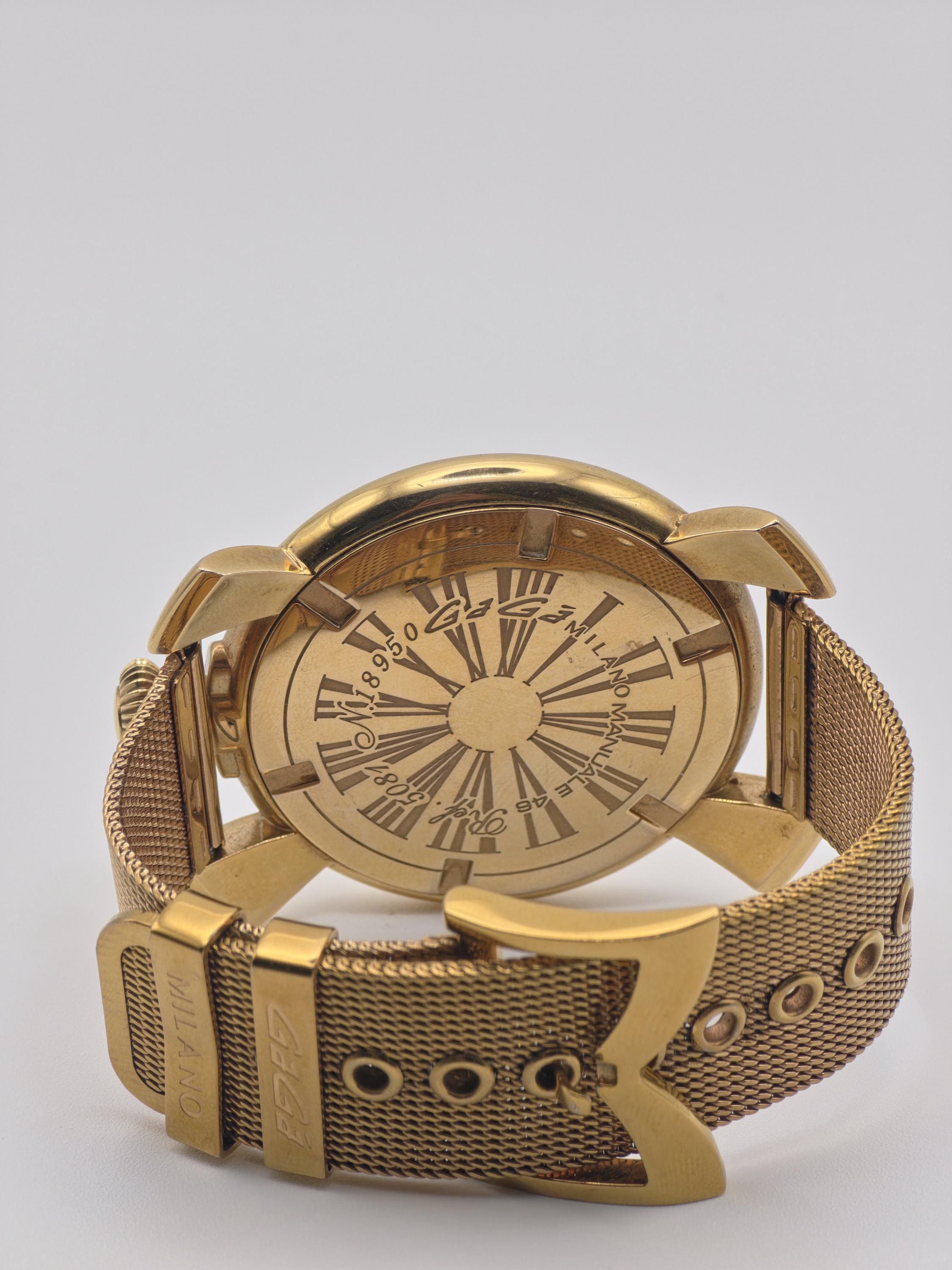 Gagà Milano Manuale 48mm Gold-tone Wristwatch – Italian Design