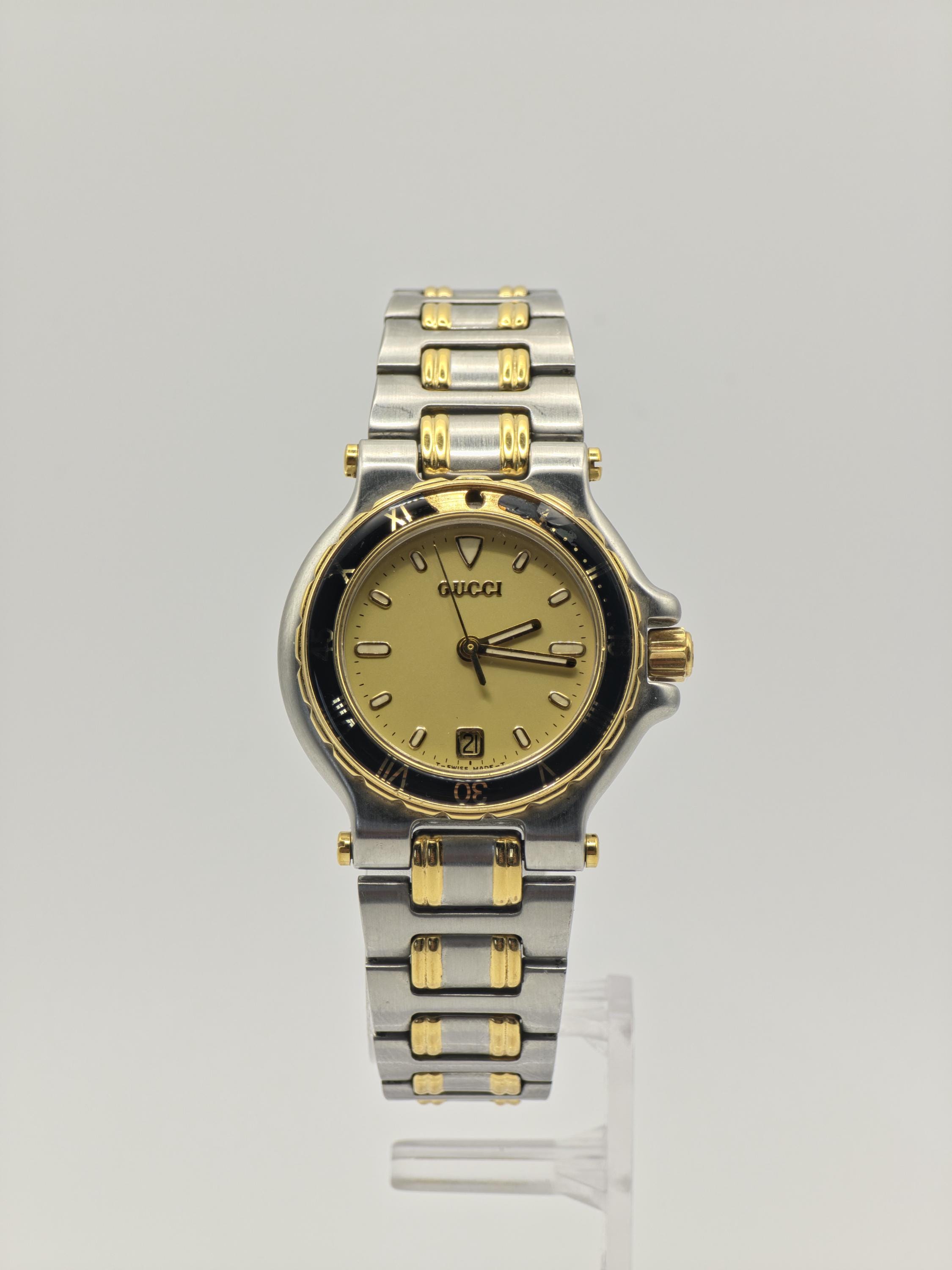 [GUCCI]グッチ ヴィンテージ 9700L ダイバーズモデル Gucci 9700L Two-tone Ladies Watch – Gold Dial – Swiss Quartz