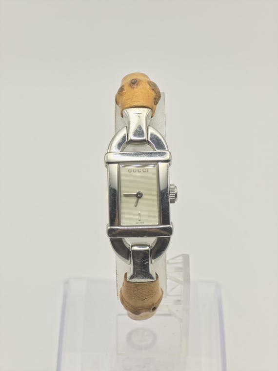 Gucci 6800L Women Watch Silver Dial Bamboo Style Swiss Made