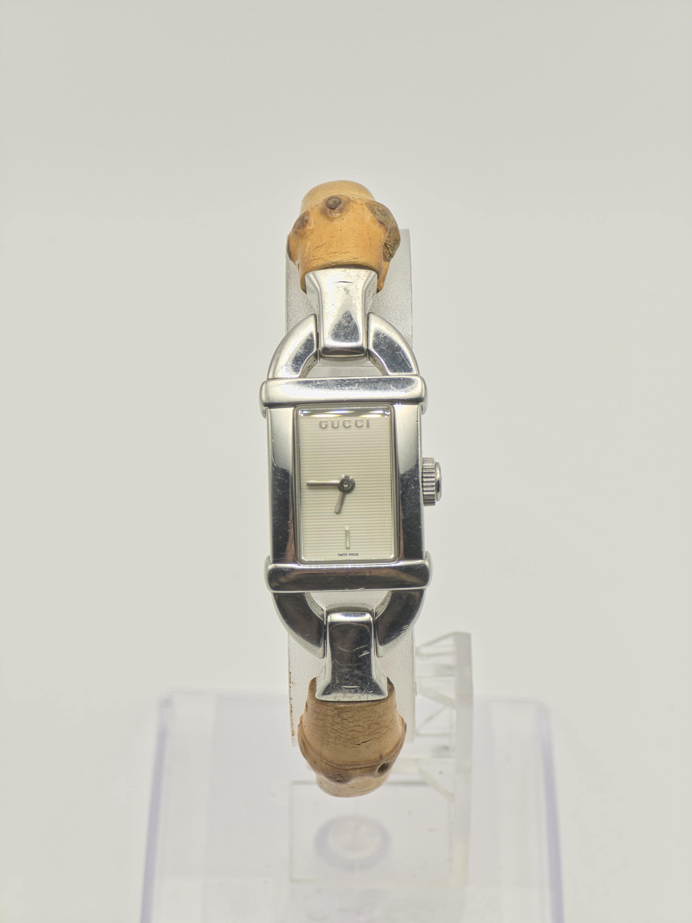 Gucci 6800L Women Watch Silver Dial Bamboo Style Swiss Made