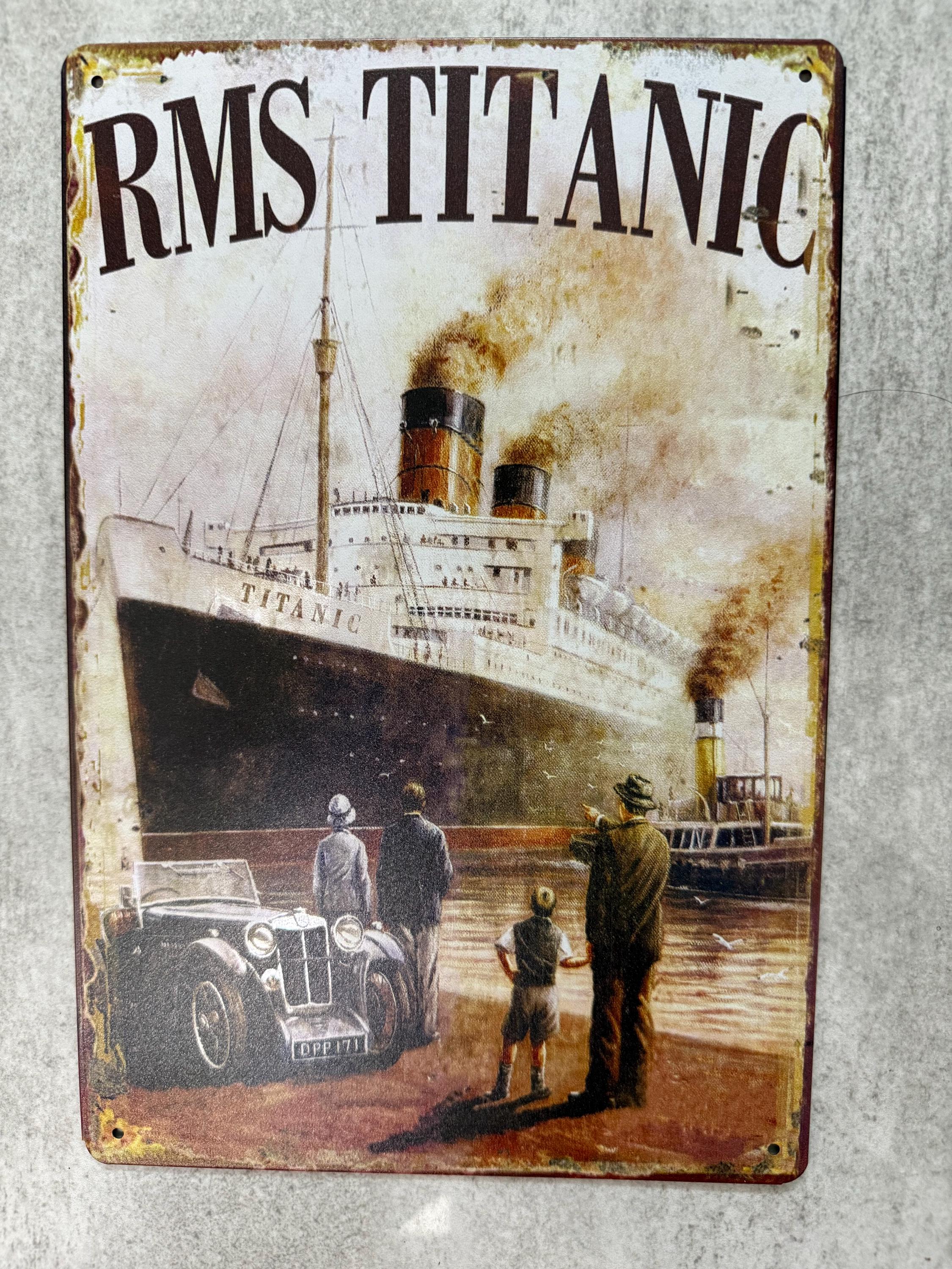 RMS Titanic Distressed Vintage, Solid Metal Sign 12