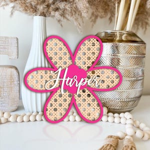 3D Daisy Name Sign, Nursery Name Sign, Daisy Nursery Decor, Name Sign for Girl, Custom Wood Name Sign, Floral Nursery Decor, Cane Daisy