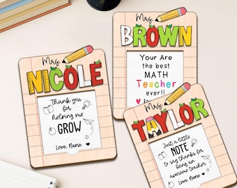 Personalized Wooden Teacher Sticky Note Holder: Custom Desk Organizer