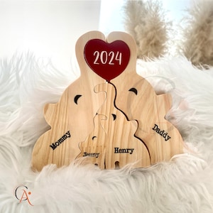 Personalized Wooden Elephant Family Puzzle, Custom Family Name Puzzle, Family Memorial Gifts, Home Decor, Animal Family Puzzle, Name Puzzle