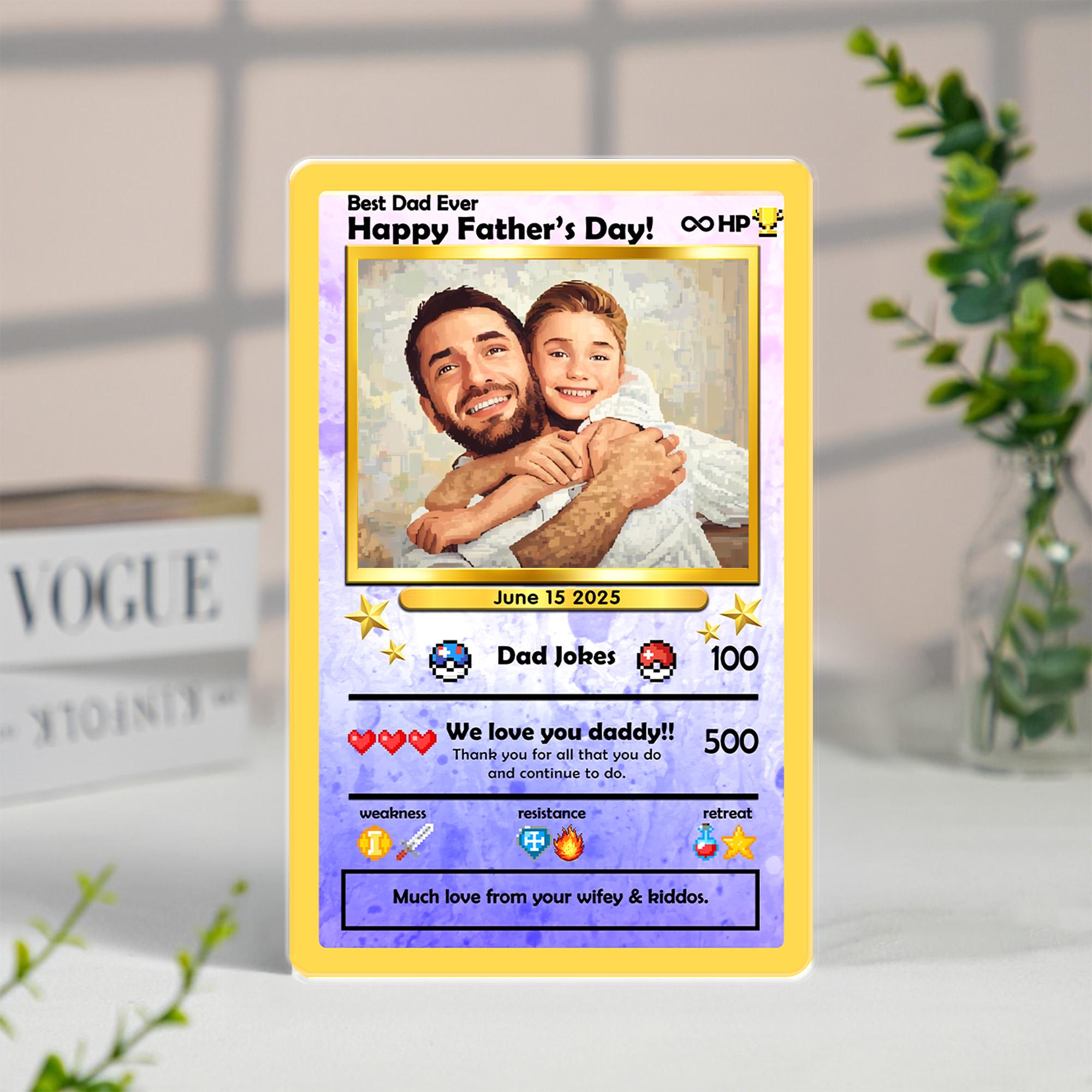 Personalized Father's Day Pokemon Card, Gamer Dad Gift, Custom Anime  Acrylic Card