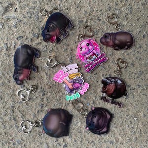 Moo Baby Collection, Hippo Coquette Keychain Moo Deng Ornament Funny Meme Baby Hippo Moo Dengg Gang Cute Baby Pygmy Hippo