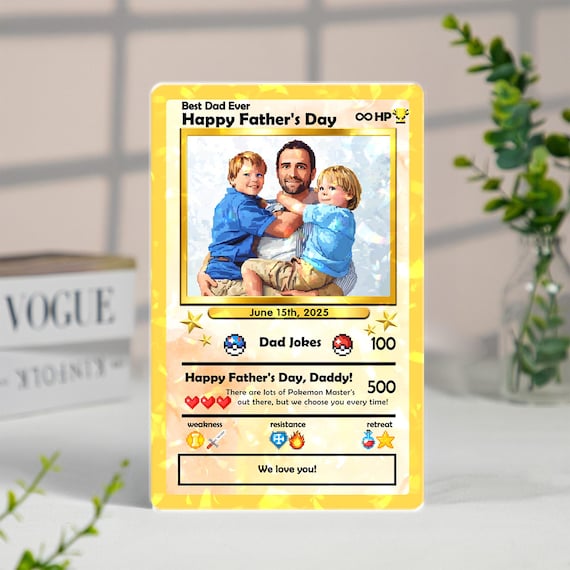 personalized pokemon card fathers day Personalized Father's Day Pokemon Card, Gamer Dad Gift, Custom Anime  Acrylic Card