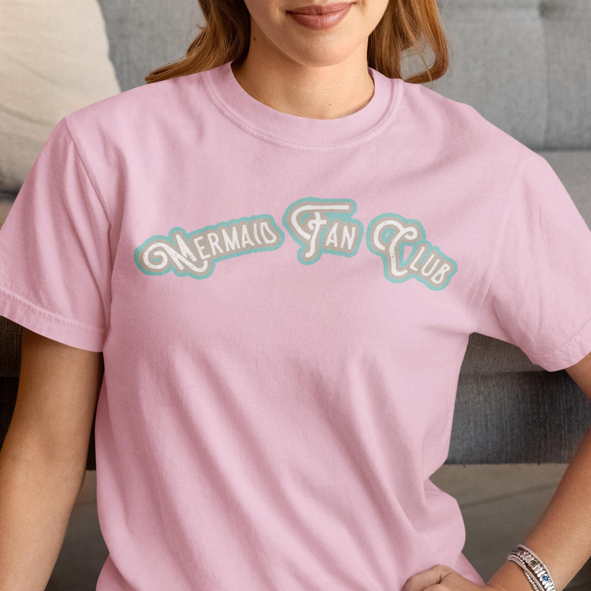 Mermaid Fan Club Relaxed Fit T-Shirt, Unisex Garment-Dyed Cotton Tee, Beach Lover Shirt, Summer Shirt, Gift for Mermaid Lovers, Eco-Friendly