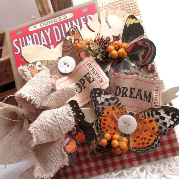 rustic chic card-BUTTERFLY WREATH hope DREAM-greeting