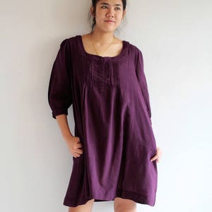 Mini dress/Tunic blouse....Deep purple, Blue Gray  (M,L,XL ) (1421)