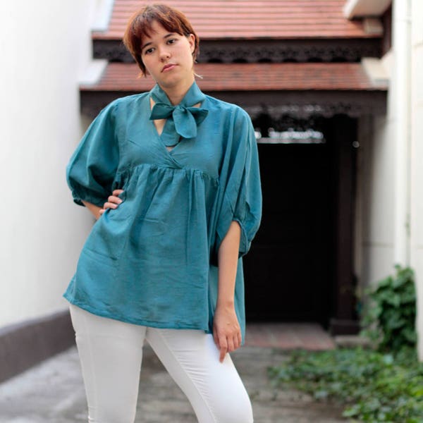 Blouse  mixed silk blouse... (L-XL)(301)