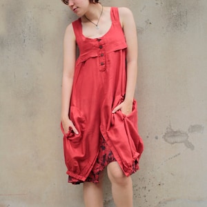 Mini...Jumpsuit/ dress mix silk 56 Red image 1