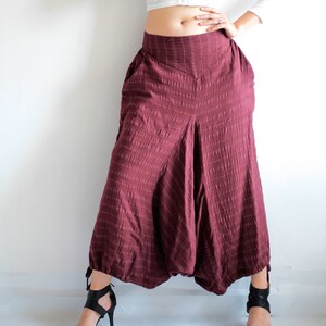 Pants/harem Pants Burgundy Red .1417.linen/cotton Capris Pant /funky ...