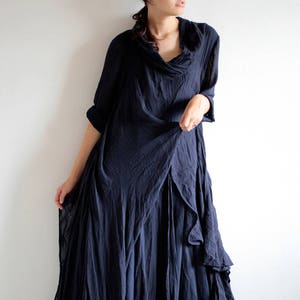 Elegant long Dress... thin 100% cotton / long sleeve / blouse /Boho/1133 One size image 1