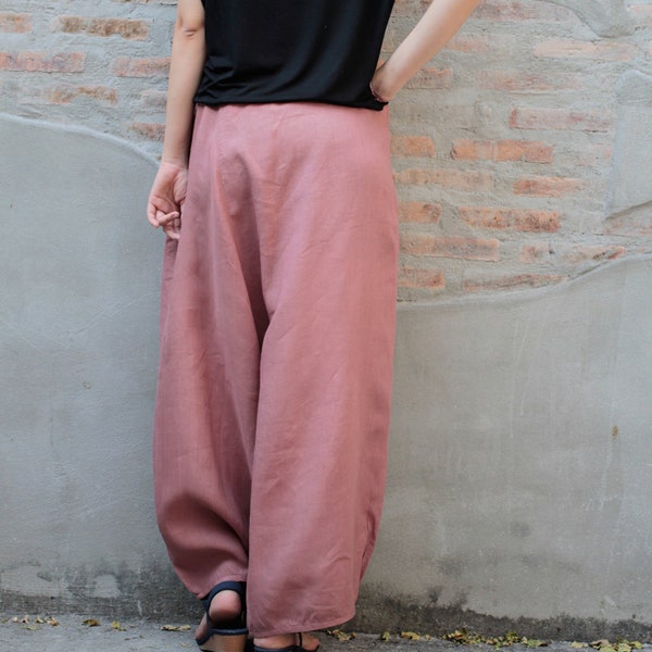 Pantalon en lin (135 B) Taille unique / Pantalon funky / Pantalon hippie / Sarouel