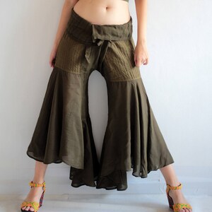 Ready to ship! Pants/Hippie pants...Dark green mix silk M,L,XL, (148)