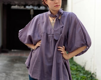 Blouse  mixed silk blouse... (L-XL)(301) oversize / summer vibe wearing / see through