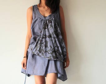 Funky Mix Silk Mini Dress, Floral Print Party Dress