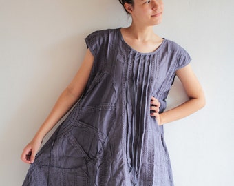 Pleated dress knee length M(1404)