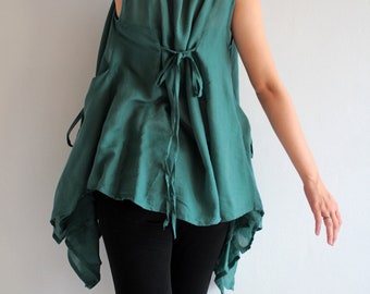 Tuniekblouse katoen gemengd met zijde in alle kleuren (M, L) (1147) Tangtop met verschillende lengtes