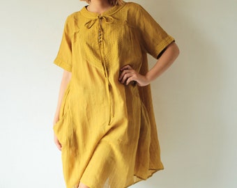 Kurta Tunic dress floral tunic Linen/ cotton  (one size fit most)(03)