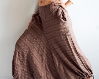 Linen Cotton Harem Pants: Wide Leg Boho Trousers
