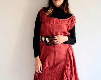Vestido/Vestido asimétrico sin mangas... seda mixta M (372)