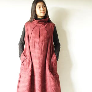 Dress/Turtle neck dress patterned fabric knee length D1403 image 1