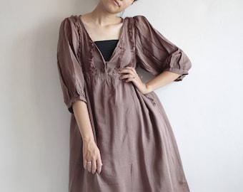 V neck dress...(384) mixed silk available in 5 size  S,M,L,XL,XXL and  all colours (photo colour No.12 light brown)