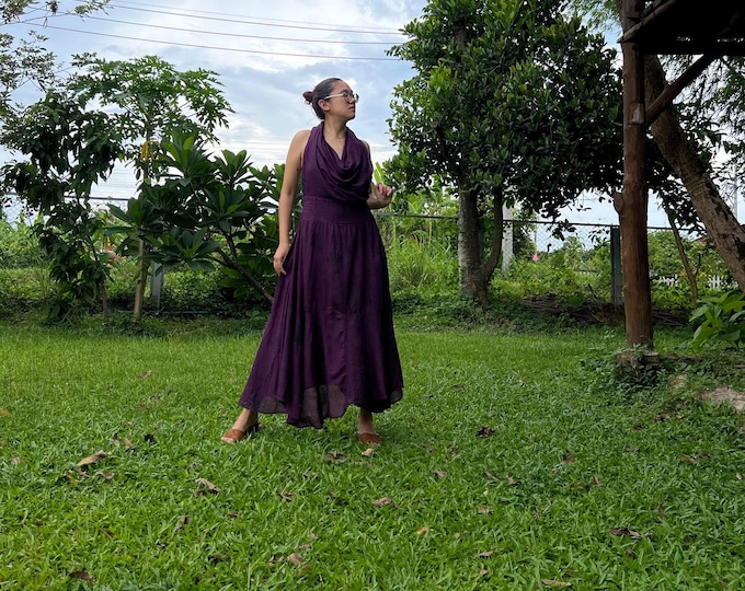 Featured listing image: Maxi dress.323..Deep red mix silk...1 dress 10 ways to wear M  soft and thin fabric / see through