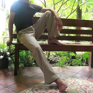 Men's 100 percent hemp pants Natural colour (1434) XS,S,M,L,XL